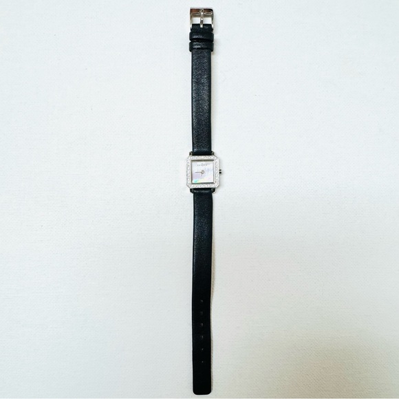 Skagen Tiny Face Women's Square Tank Watch Silver Leather Crystals 466SSLBCR - Picture 8 of 13